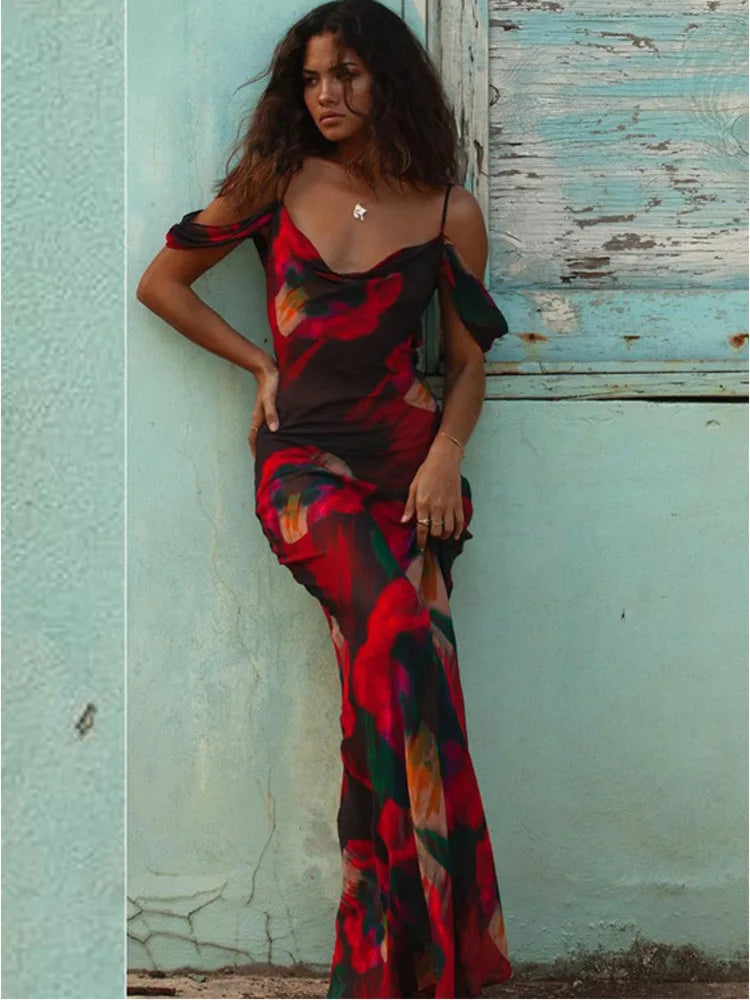 The Nerina Printed Mesh dress - front view