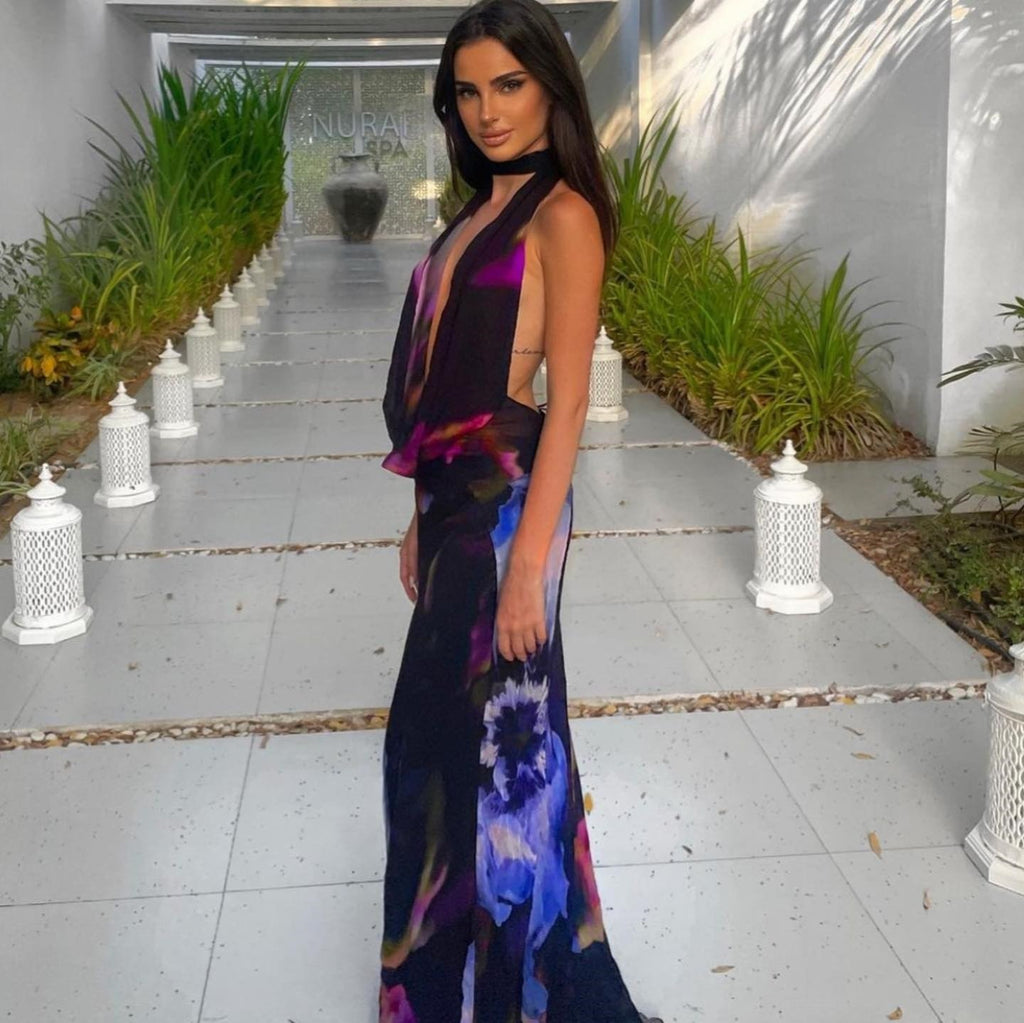 The Nerina Printed Halter dress - alternate view 4