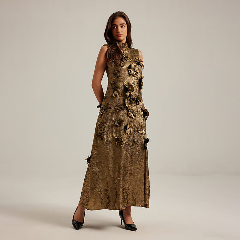 The Aurelia Floral Appliqué dress - front view
