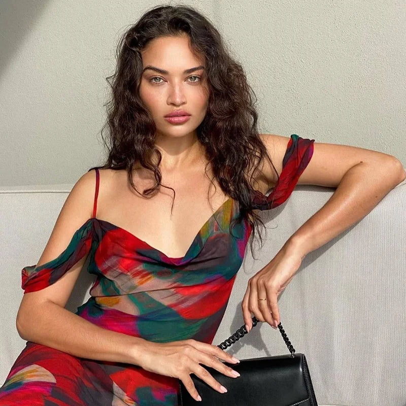 The Nerina Printed Mesh dress - alternate view 9