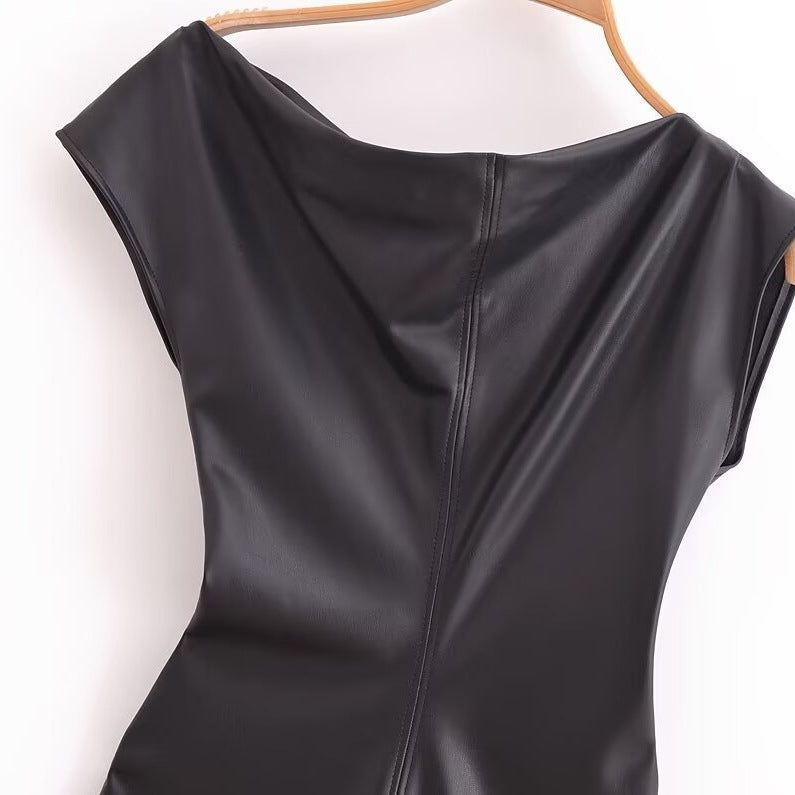 The Adrienne Faux Leather dress - alternate view 3