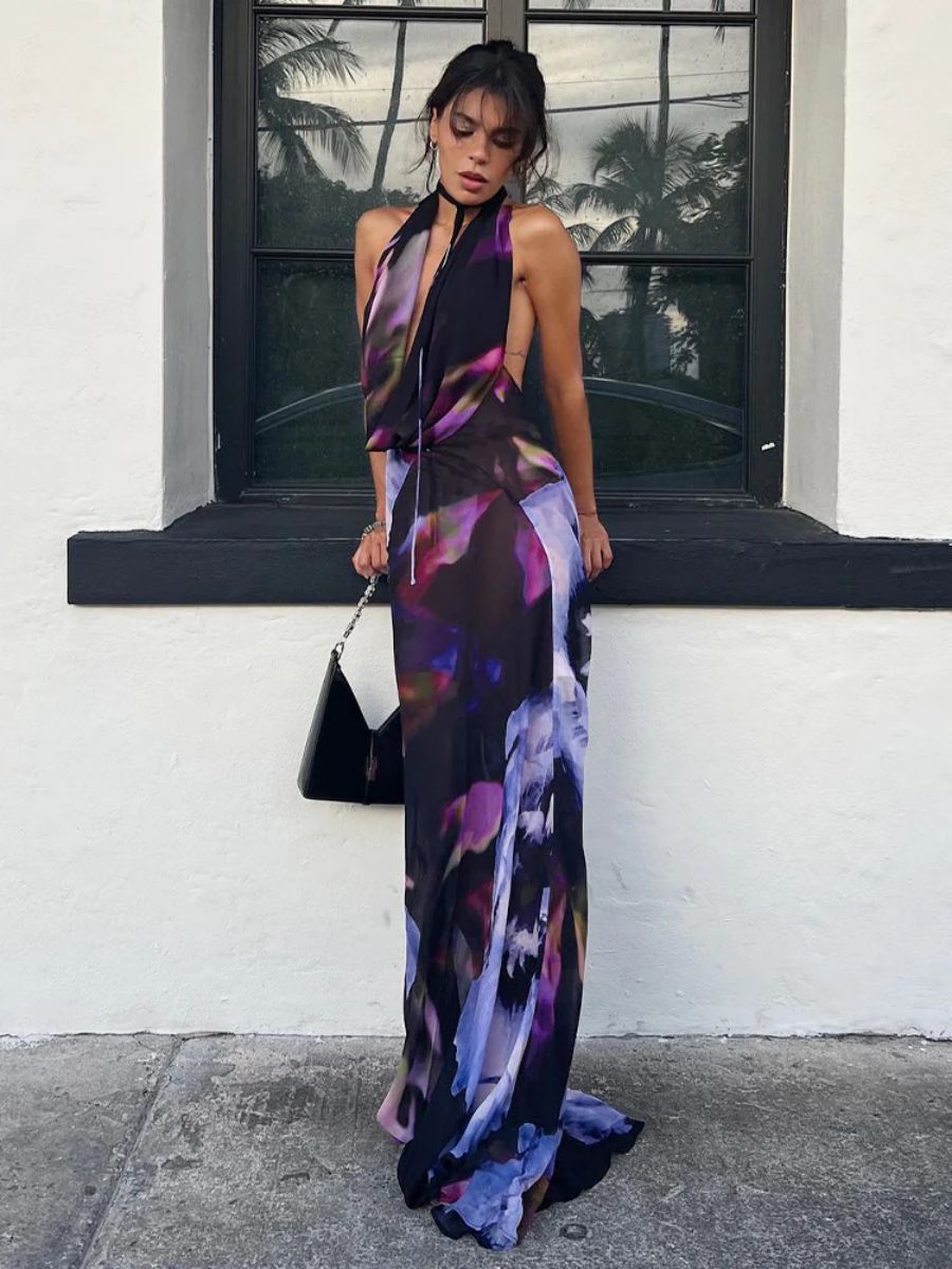 The Nerina Printed Halter dress - alternate view 7