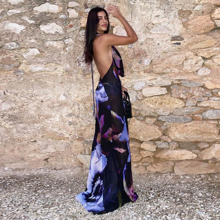 The Nerina Printed Halter dress - alternate view 3
