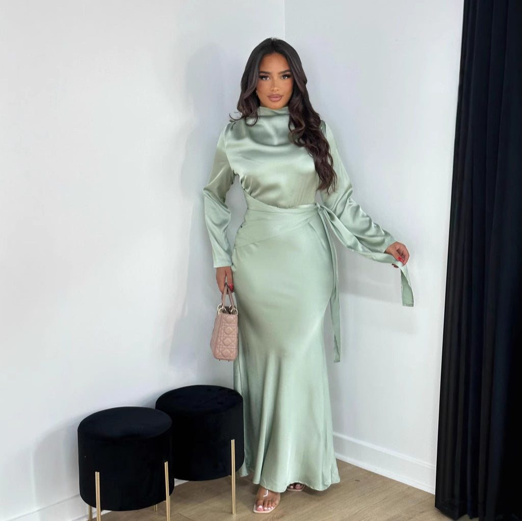 The Solène Satin dress - front view