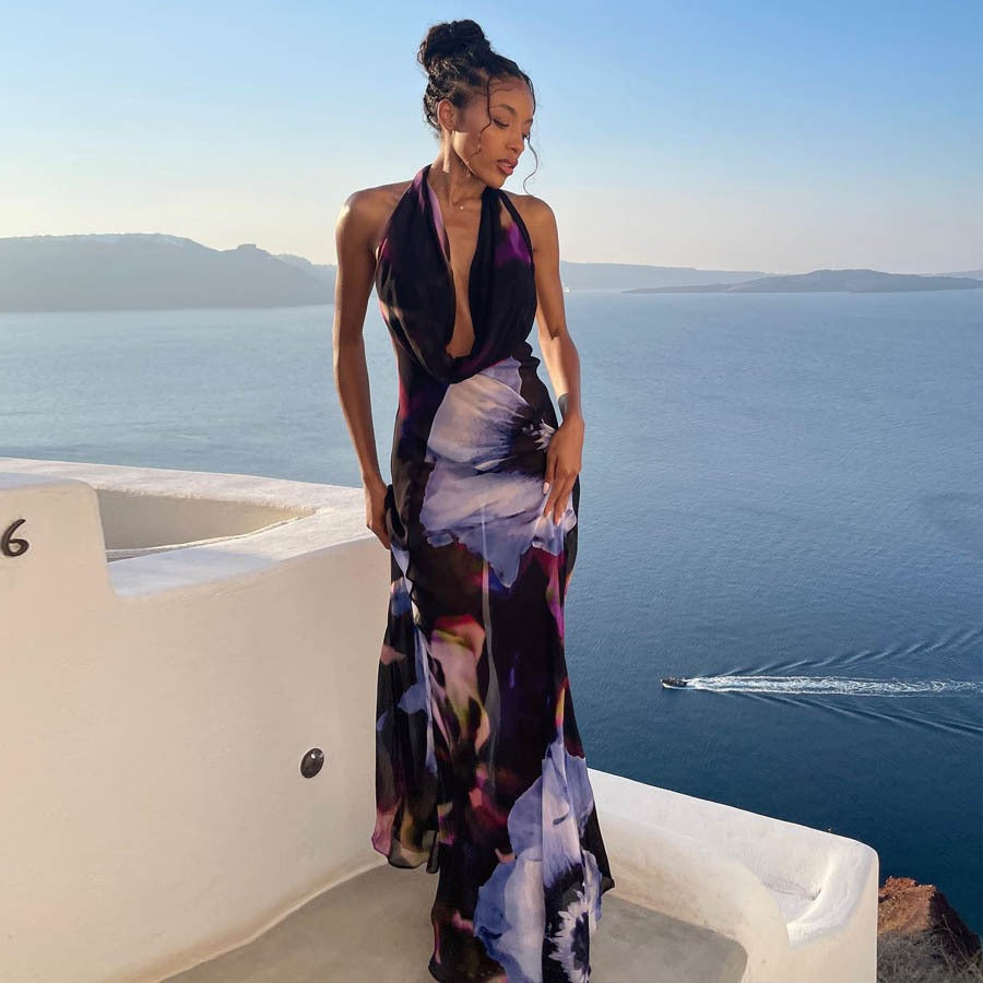 The Nerina Printed Halter dress - alternate view 6